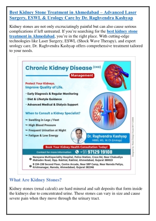 Best Kidney Stone Treatment in Ahmedabad