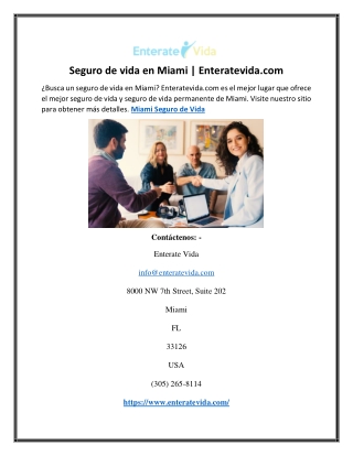 Seguro de vida en Miami | Enteratevida.com