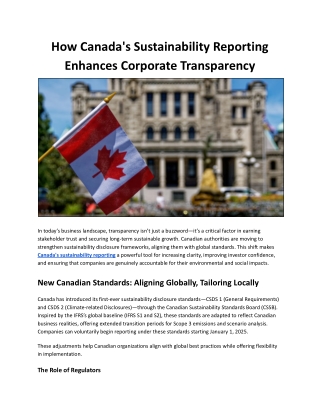 How Canada's Sustainability Reporting Enhances Corporate Transparency