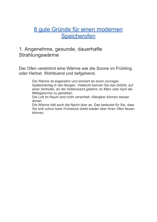 8 gute Gründe für einen modernen Speicherofen