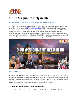 CIPD Assignment Help