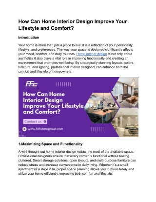 How Can Home Interior Design Improve Your Lifestyle and Comfort