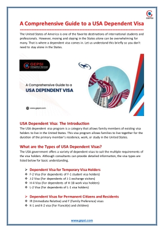 A Comprehensive Guide to a USA Dependent Visa