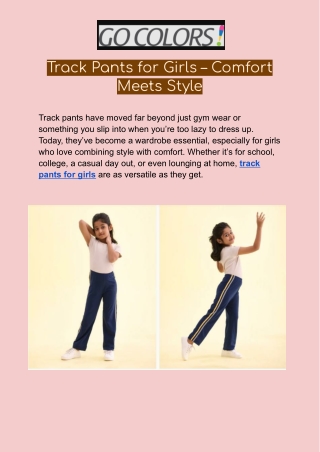 Track Pants for Girls – Comfort Meets Style