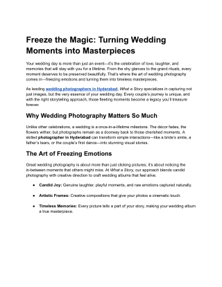 Best Wedding photographer In Hyderabad | What A Story