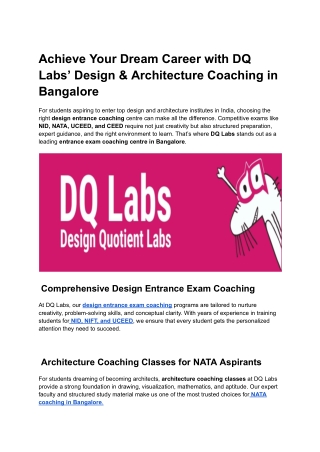 Achieve Your Dream Career with DQ Labs’ Design & Architecture Coaching in Bangalore (1)