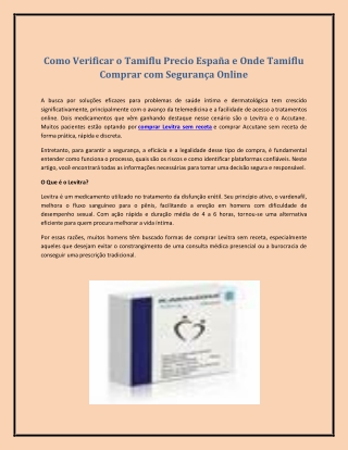 Como Verificar o Tamiflu Precio España e Onde Tamiflu Comprar com Segurança Onli