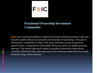 Fractional Ownership Investment Community