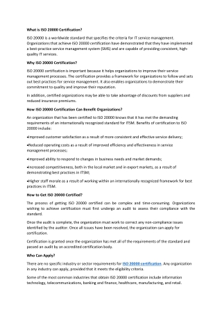 ISO 20000 certification