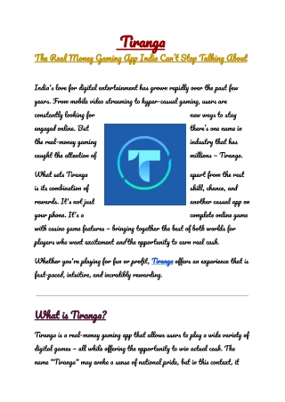Tiranga – The Real Money Gaming App India Can’t Stop Talking About
