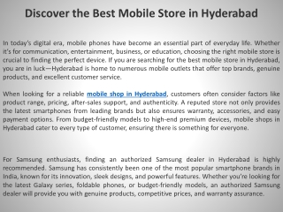 Discover the Best Mobile Store in Hyderabad