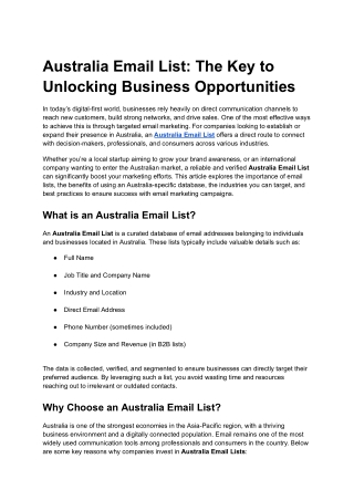 Australia Email List: The Key to Unlocking Business Opportunities