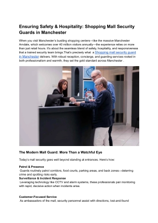 Ensuring Safety & Hospitality_ Shopping Mall Security Guards in Manchester