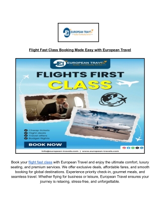 European Travel Flight Fast Class – Book Premium Seats