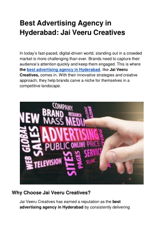 Best Advertising Agency in Hyderabad Jai Veeru Creatives
