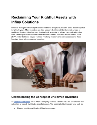 Reclaiming Your Rightful Assets with Infiny Solutions