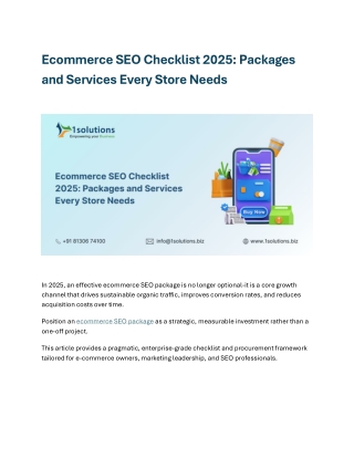 Ecommerce SEO Checklist 2025 Packages and Services Every Store Needs
