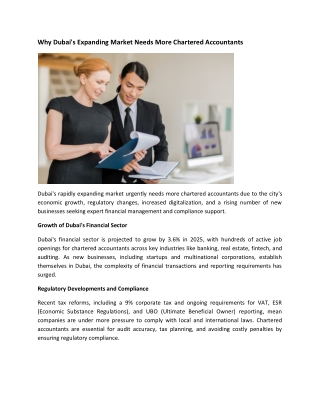 Why Dubai Expanding Market Needs More Chartered Accountants
