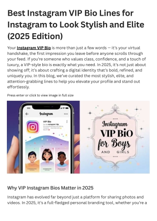 Best Instagram VIP Bio Lines for Instagram to Look Stylish and Elite