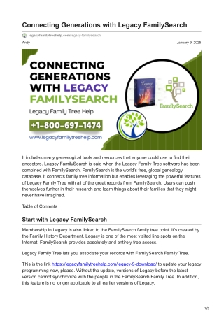 Connecting Generations with Legacy FamilySearch