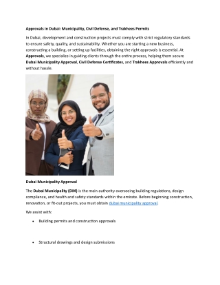 Approvals in Dubai - Municipality, Civil Defense, and Trakhees Permits