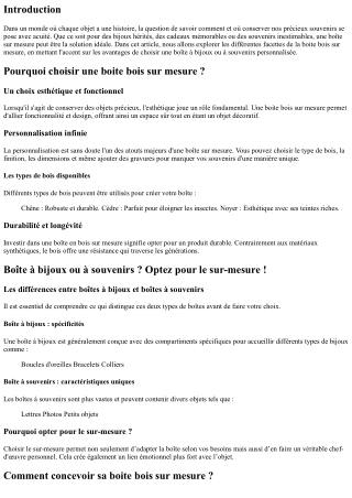 Boîte à bijoux ou à souvenirs ? Optez pour le sur-mesure !
