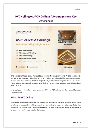PVC vs POP Ceilings: Which False Ceiling is Right for You?