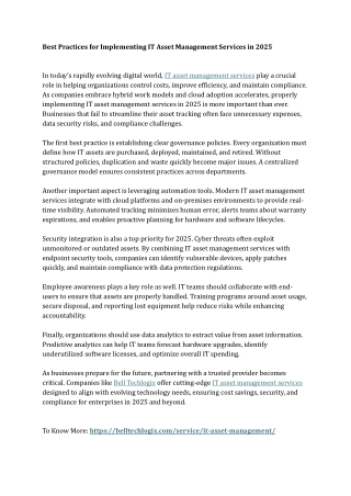 Best Practices for Implementing IT Asset Management Services in 2025