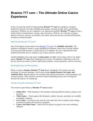 Brasino 777 com – The Ultimate Online Casino Experience