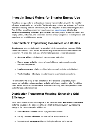 Invest in Smart Meters for Smarter Energy Use