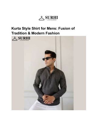 Kurta Style Shirt For Mens