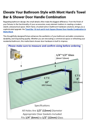 Elevate Your Bathroom Style with Mont Hard’s Towel Bar & Shower Door Handle Combination