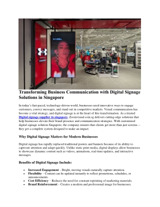 Transforming Business Communication with Digital Signage Solutions in Singapore