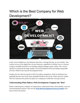 Which is the Best Company for Web Development
