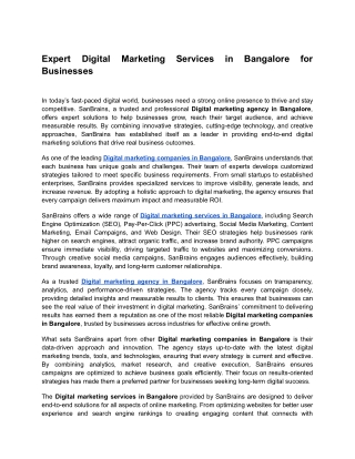 Expert Digital Marketing Services in Bangalore for Businesses