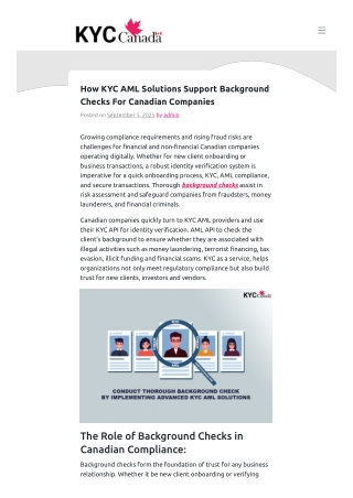 How KYC AML Solutions Support Background Checks for Canadian Companies