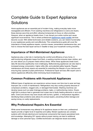 Appliances Repair Seattle