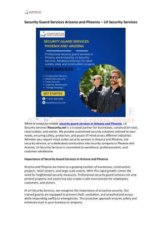 Security Guard Services Arizona and Phoenix – LH Services