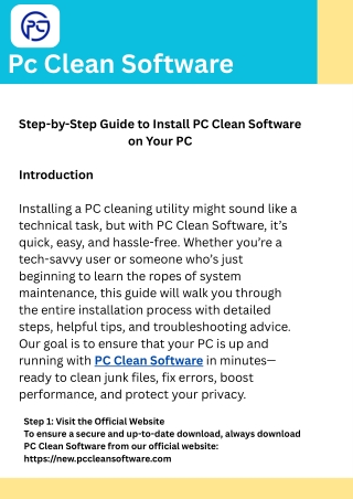 Step-by-Step Guide to Install PC Clean Software on Your PC