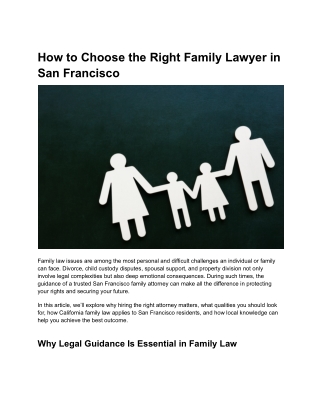 How to Choose the Right Family Lawyer in San Francisco