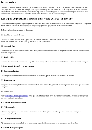 Les types de produits à inclure dans votre coffret sur mesure