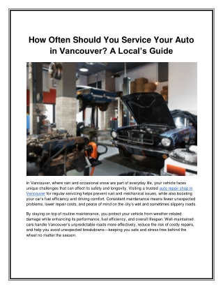 How Often Should You Service Your Auto in Vancouver