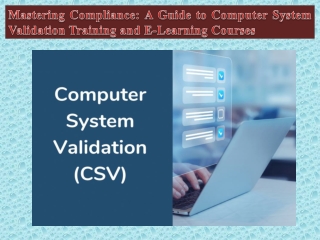 Mastering Compliance A Guide to Computer System Validation Training and E-Learning Courses
