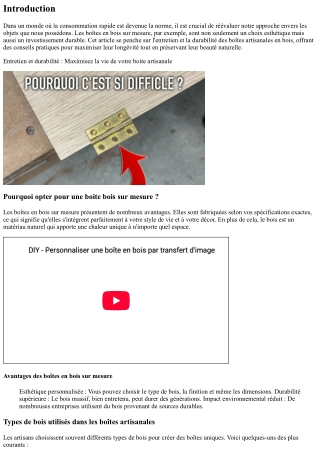 Entretien et durabilité : Maximisez la vie de votre boite artisanale .