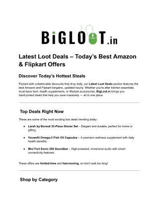 Latest Loot Deals – Today’s Best Amazon & Flipkart Offers