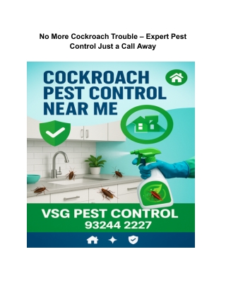 No More Cockroach Trouble – Expert Pest Control Just a Call Away