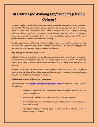 AI Courses for Working Professionals (Flexible Options)