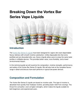 Breaking Down the Vortex Bar Series Vape Liquids
