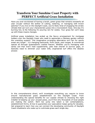 Transform Your Sunshine Coast Property with PERFECT Artificial Grass Installatio