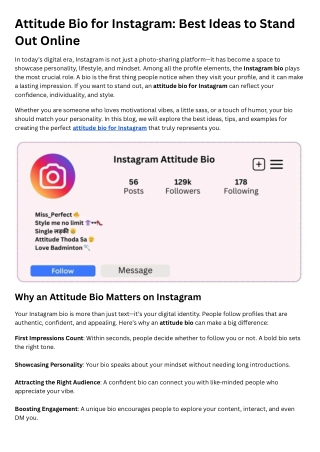 Attitude Bio for Instagram